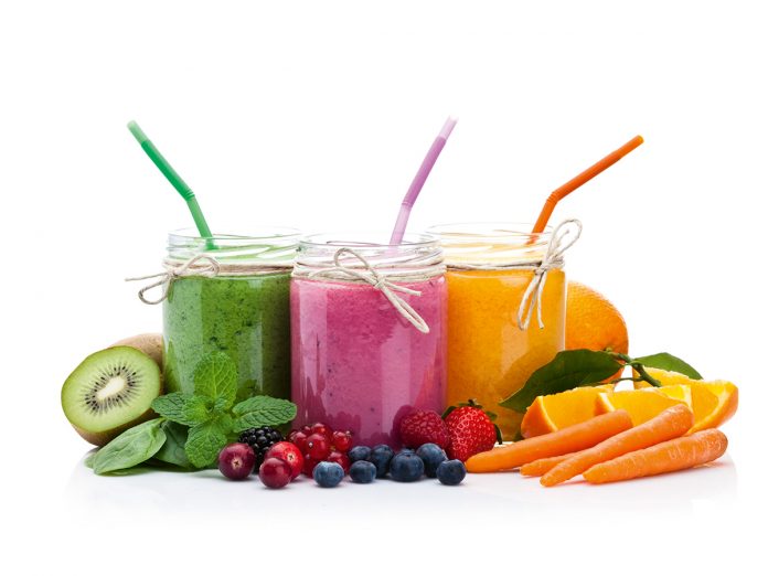 Blended fruit smoothies