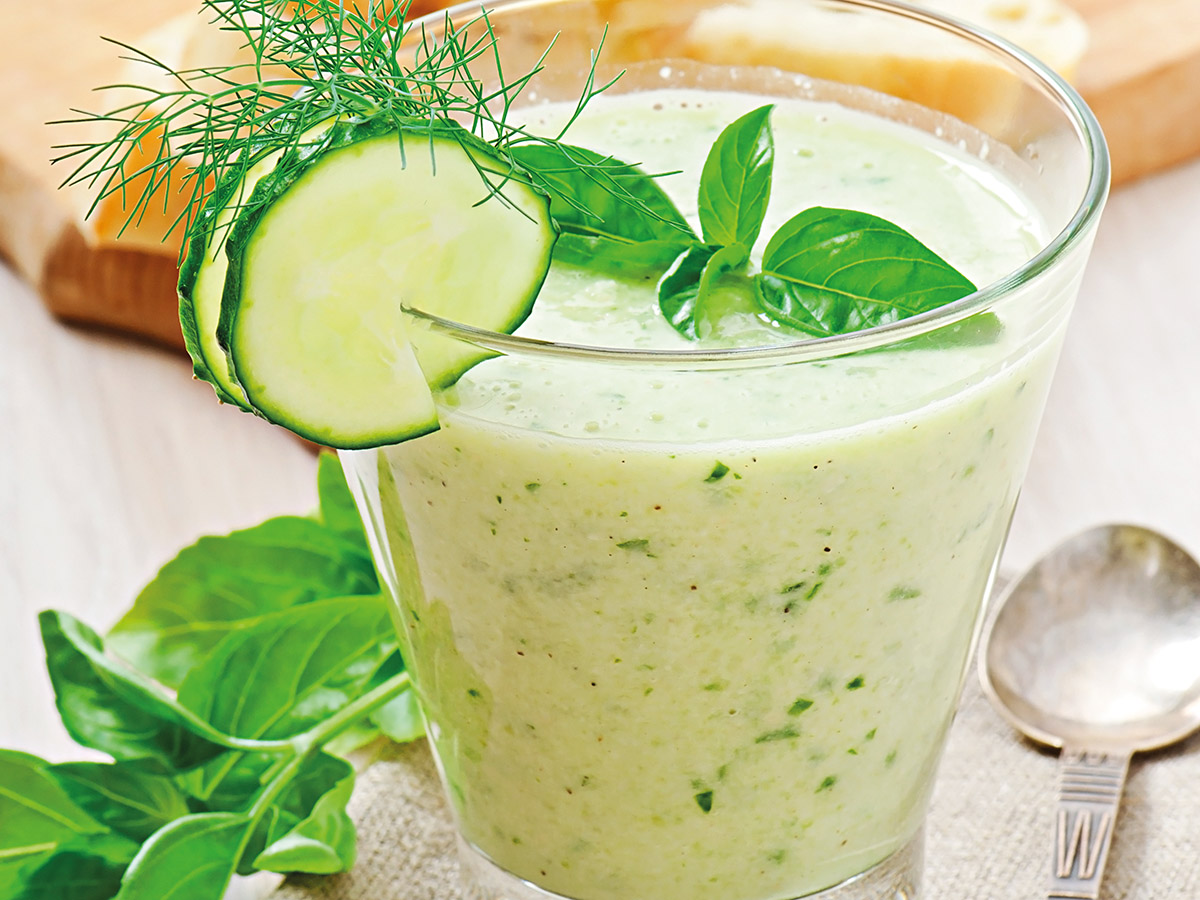 Cold cucumber soup with basil