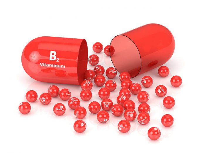 3d rendering of B2 vitamin pill