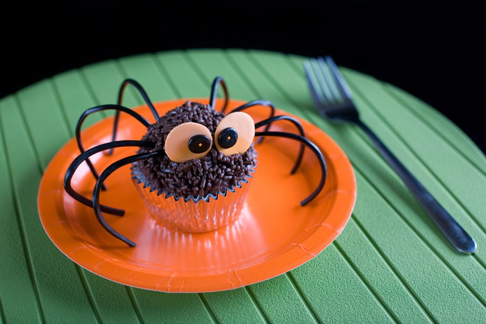 hallowen örümcek cupcake