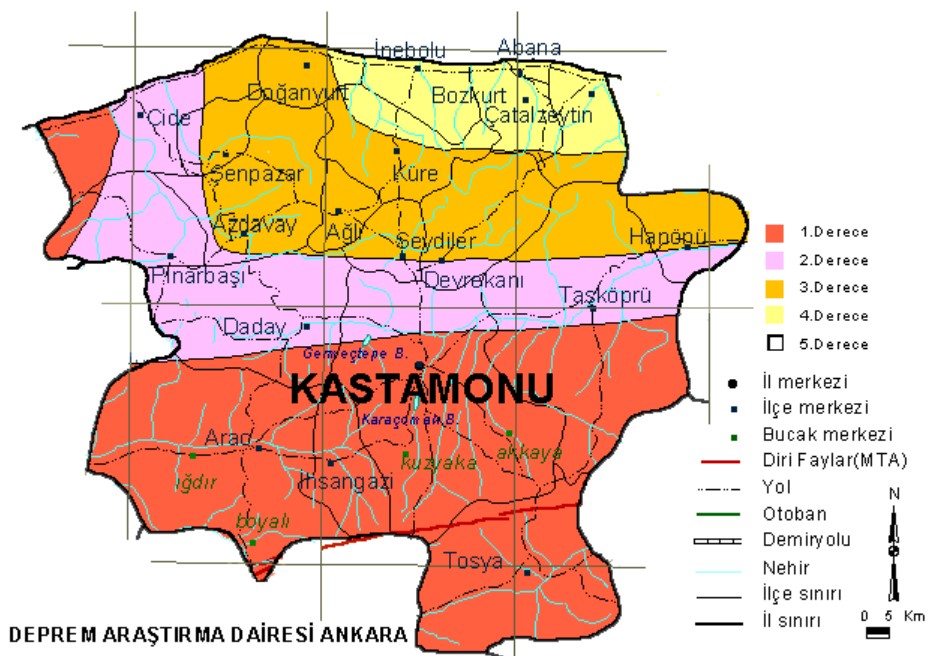 kastamonu deprem haritası