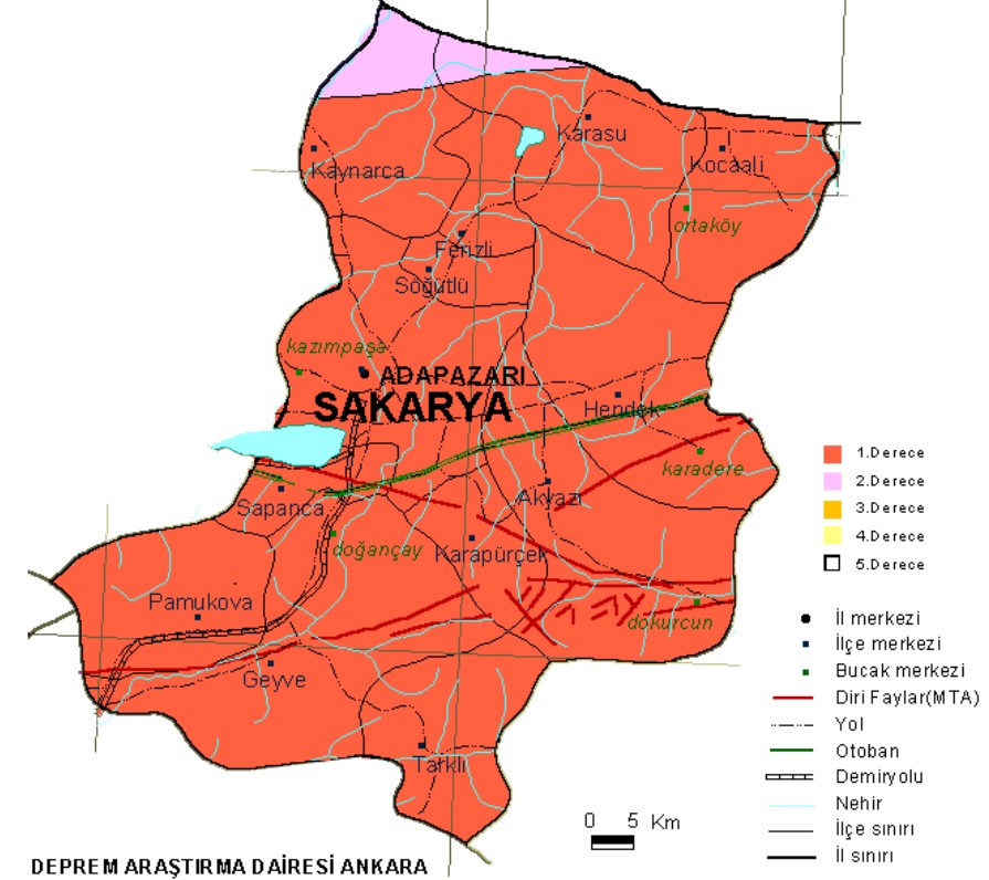 sakarya deprem haritası